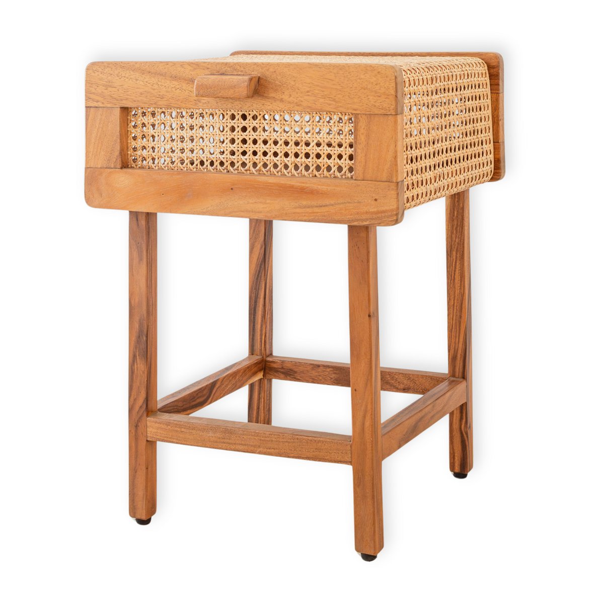 Nightstand Bedside Table Console made from Wood and Rattan JAYA Handmade Bedroom Furniture