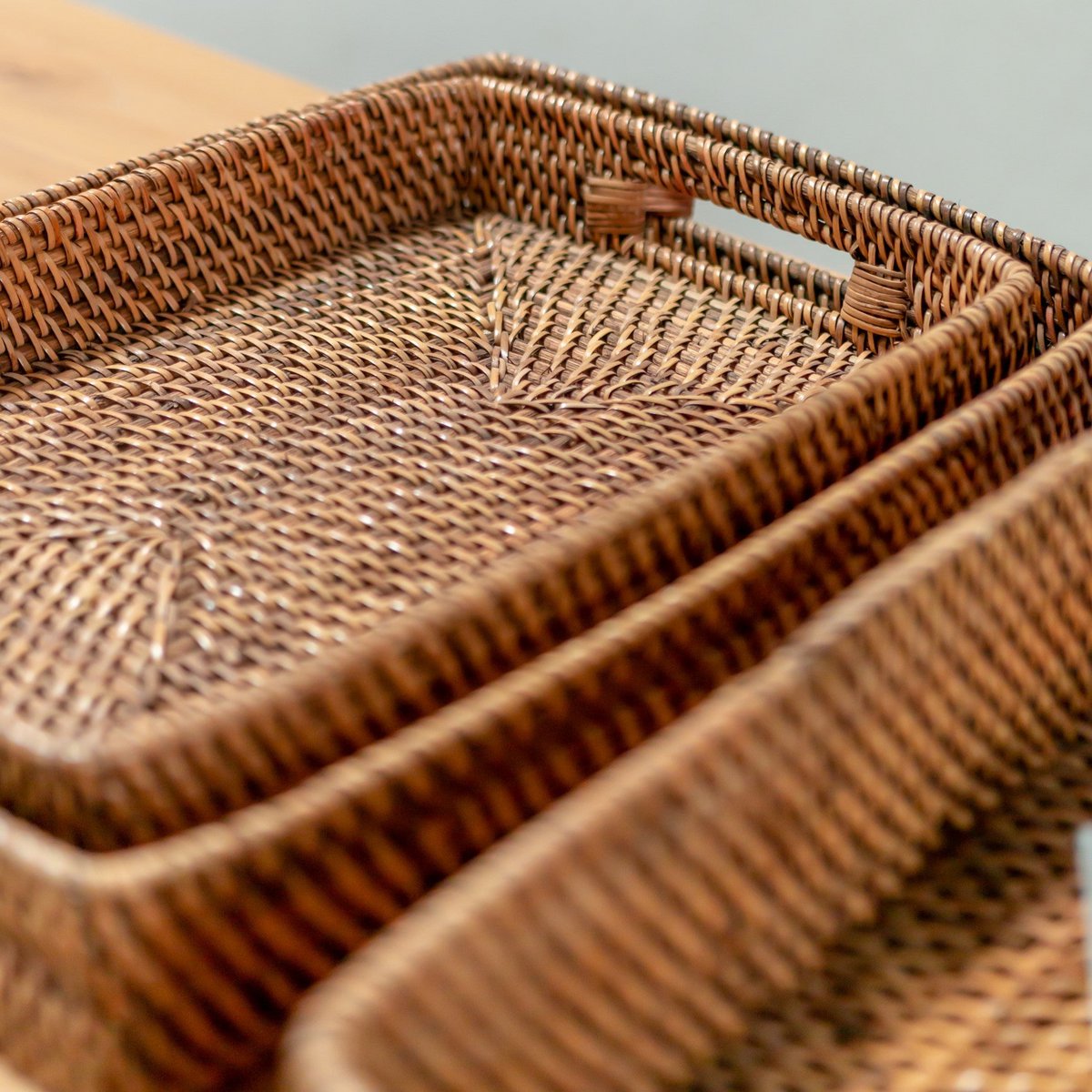 Rectangular Rattan Tray | Serving Tray | Large Decorative Tray AMAHAI Brown (3 sizes)