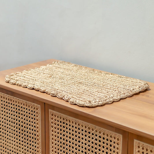 Placemat (Set of 2, 4 or 6) 50x30 cm | Rectangular Boho Table Mat KUARA Woven from Raffia