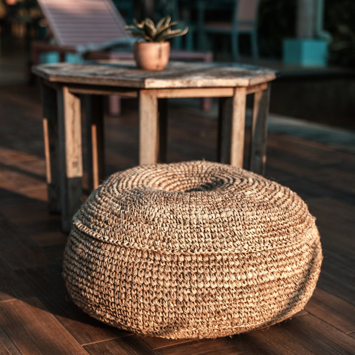 Pouf | Beanbag TELU made of Raffia (2 sizes)