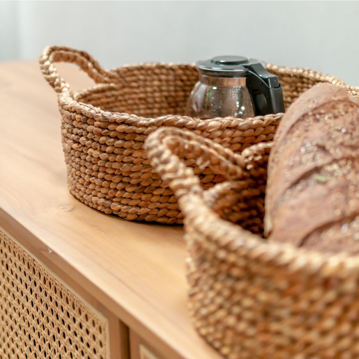 Bread Basket | Small Round Basket | Decorative Woven Storage Basket made of Water Hyacinth JAWAH (2 sizes)