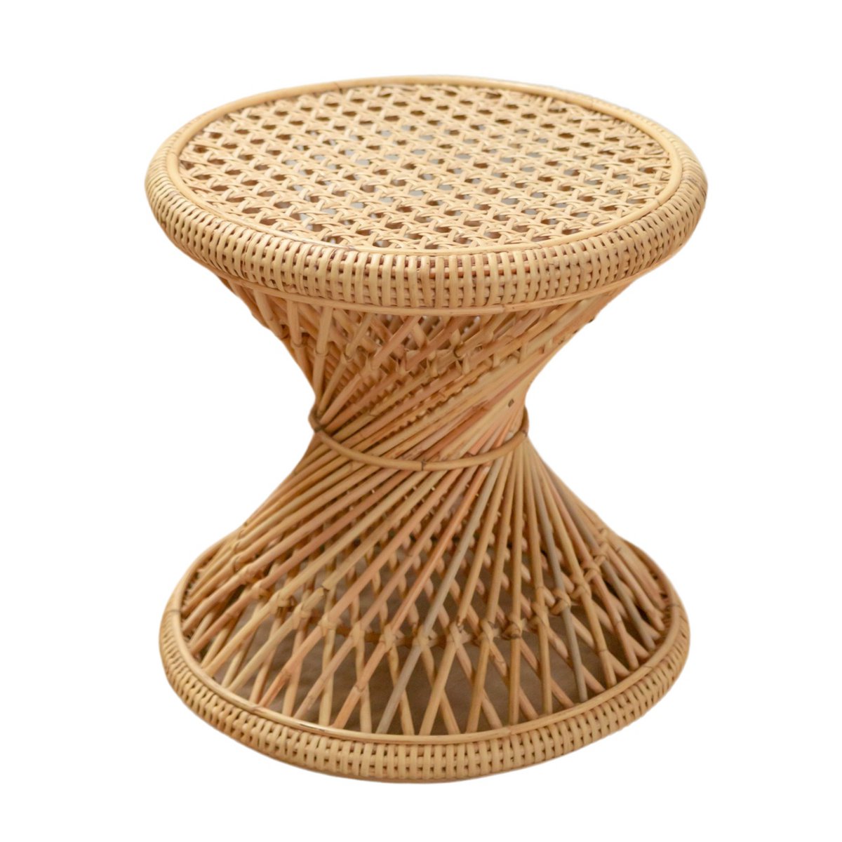 Rattan Side Table | Coffee Table | Round Couch Table LUHU Ø45 cm Beige